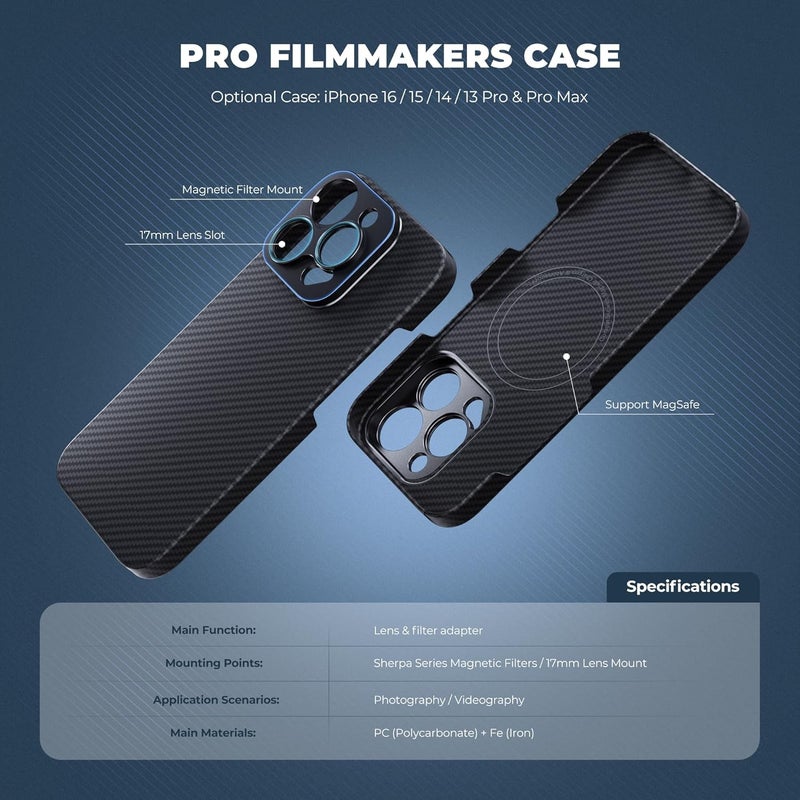 FreeWell حافظة محترف السينما لـ iPhone 16 Pro - فلاتر مغناطيسية وتركيب عدسة 17 مم باللون الأسود - Image 5